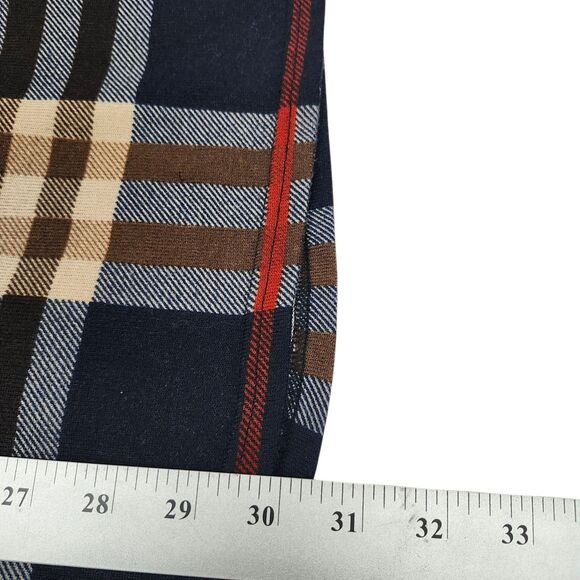 WinWin Button Sleeve Tunic Top Shirt Womens L-XL Blue Brown Plaid V-Neck Casual - Picture 8 of 9